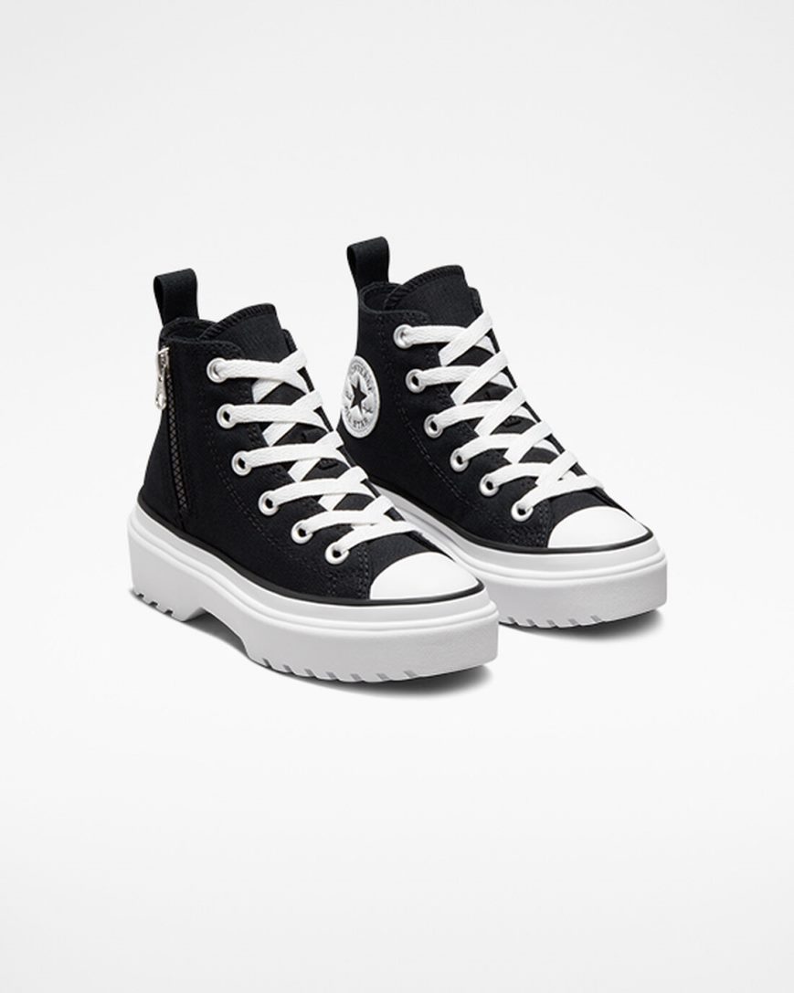 Topanky Na Platforme Converse Chuck Taylor All Star Lugged Lift Platene Vysoke Dievcenske Čierne Biele | SK OSHNA6